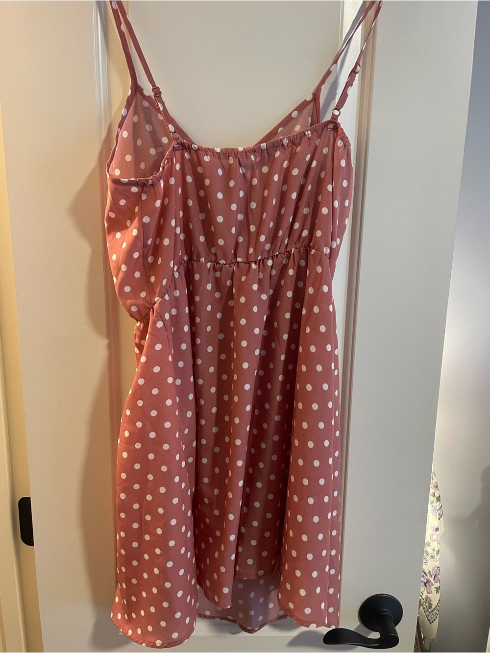 SHEIN Dusty Rose Polka Dot Spaghetti Strap Dress - Picture 2 of 4